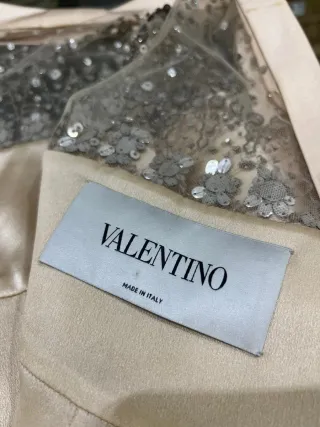 Vestido fiesta mujer beige cristales de svaroski