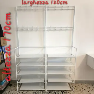 Appendiabiti bianco metallo scarpiera stand 120 cm