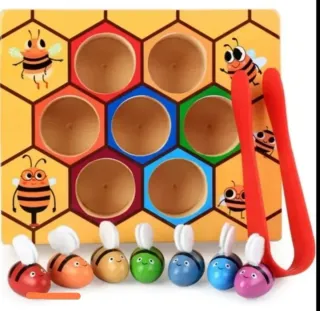 Juego Colmena Montessori Abejas Pinzas