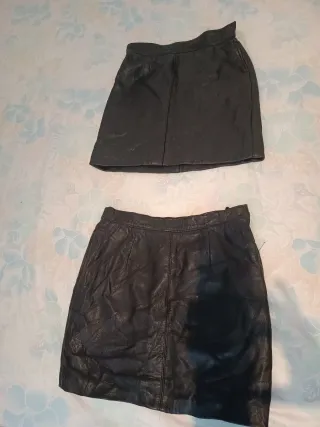 2 faldas de piel negra Talla 36/38