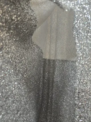 Falda Larga Brillante Plateada de sirena carnaval