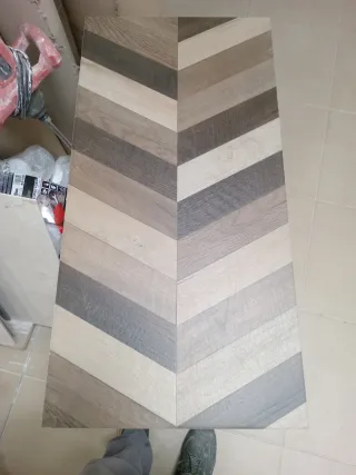 Azulejo decorado estilo madera chevron 6 pz 90x45