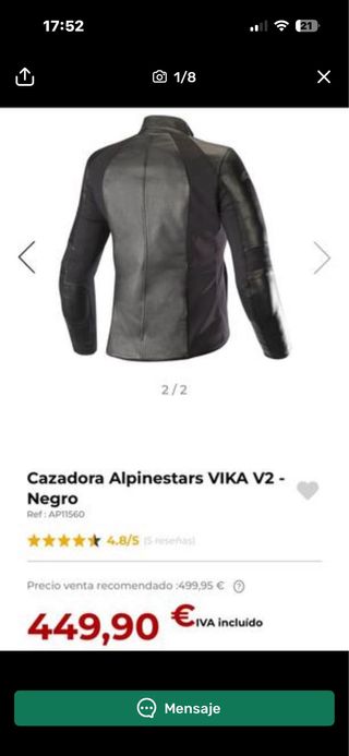 Chaqueta Cuero Negra AlpineStars Talla XS