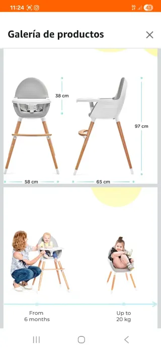 Trona Kinderkraft Fini Gris