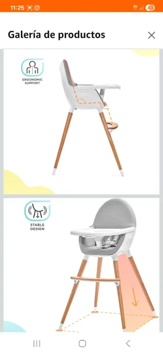 Trona Kinderkraft Fini Gris