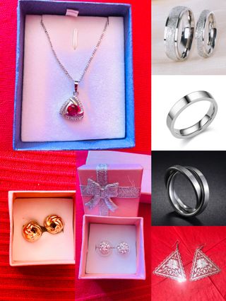 Lote bisutería mujer: collar, anillos y pendientes