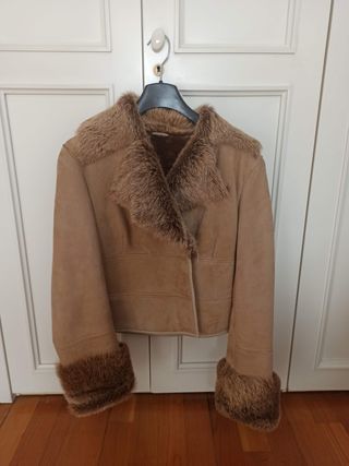 Chaqueta corta Rizal piel beige/marrón