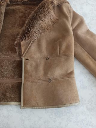 Chaqueta corta Rizal piel beige/marrón