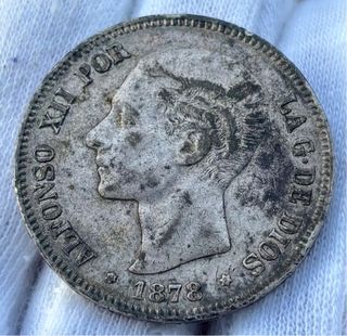 Moneda PLATA 5 Pesetas 1878 *X8-7X DEM ALFONSO XII