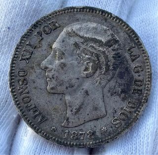 Moneda PLATA 5 Pesetas 1878 *X8-7X DEM ALFONSO XII