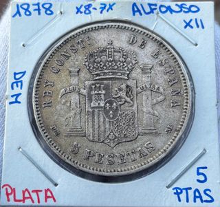 Moneda PLATA 5 Pesetas 1878 *X8-7X DEM ALFONSO XII