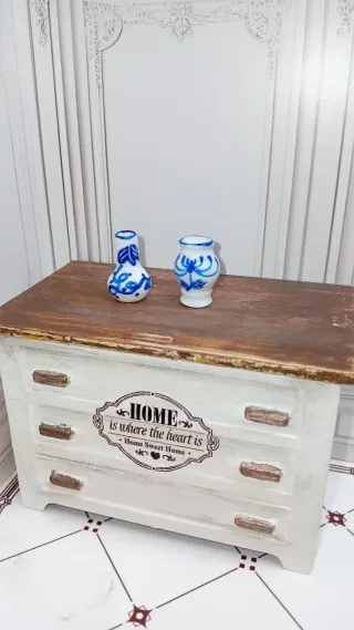 Set 2 vasi ceramica blu casa delle bambole