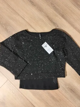 Top Tiffosi lentejuelas negro talla XS