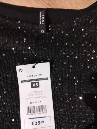Top Tiffosi lentejuelas negro talla XS