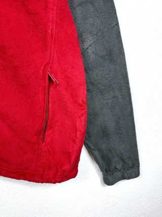 Chaqueta Forro Polar Columbia Oversize Gris Rojo