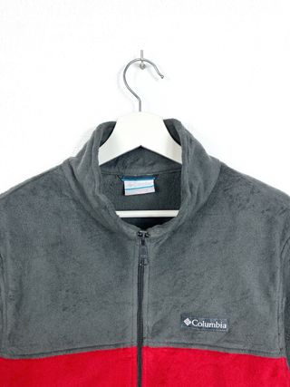 Chaqueta Forro Polar Columbia Oversize Gris Rojo