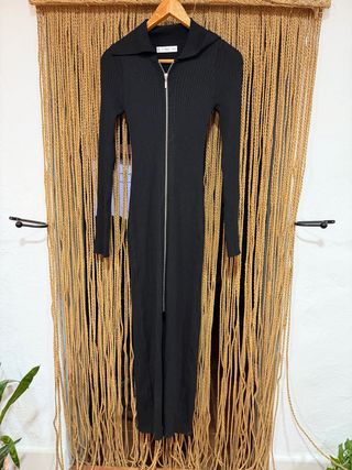 Vestido largo negro Mango cremallera