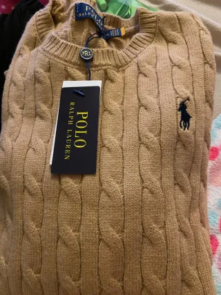 Jersey Polo Ralph Lauren trenzado camel nuevo.