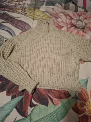 Jersey de punto cuello alto beige Talla XS