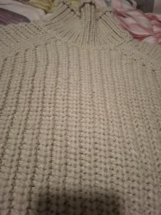 Jersey de punto cuello alto beige Talla XS