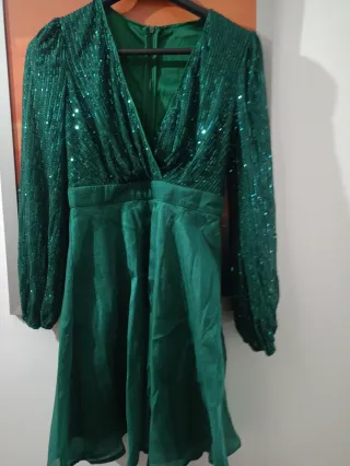 Vestido fiesta lentejuelas mangas largas