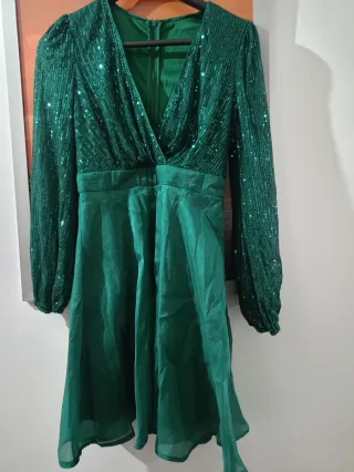 Vestido fiesta lentejuelas mangas largas