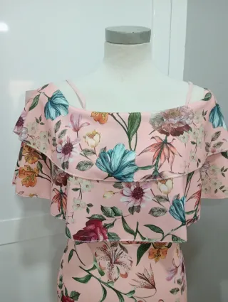 Vestido fiesta estampado floral rosa