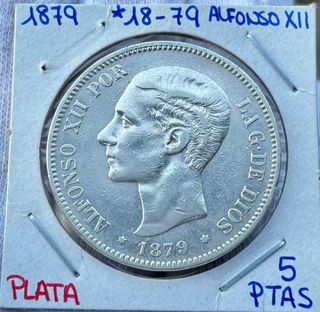 Moneda PLATA 5 Pesetas 1879 *(18-79) ALFONSO XII
