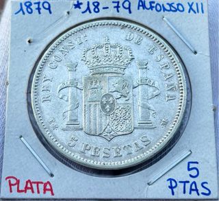 Moneda PLATA 5 Pesetas 1879 *(18-79) ALFONSO XII