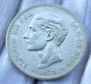 Moneda PLATA 5 Pesetas 1879 *(18-79) ALFONSO XII