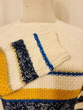 Jersey rayas efecto dorado y blanco