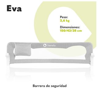Barrera Cama Lionelo Eva 150x42 Gris