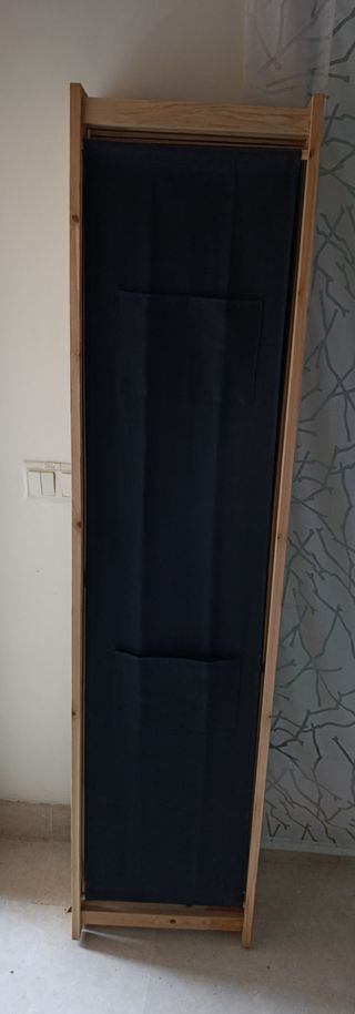 Biombo 4 cuerpos madera y tela algodón negra