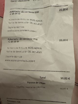 Cargador  precintado Apple USB-C 20W