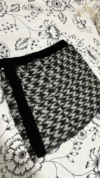 Falda Mango Lentejuelas Negra y gris