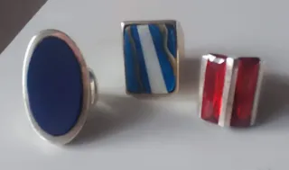 Anillos Plata Ley y Piedras Rojas