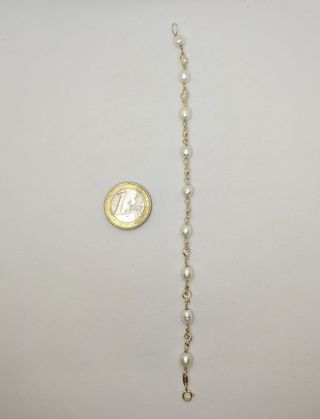 Pulsera Perlas de oro de 18k, 4.16 g, 18.5 cm.