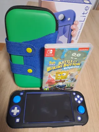 Nintendo Switch Lite Azul + Juego Bob esponja