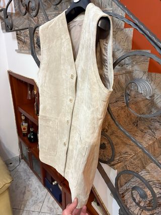 Gilet donna vera pelle scamosciata vintage