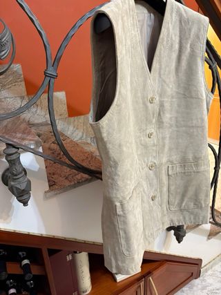 Gilet donna vera pelle scamosciata vintage