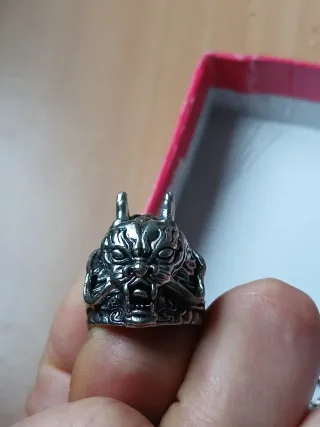Anello Argento Testa Drago regolabile