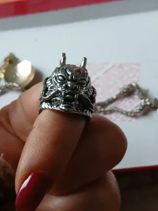 Anello Argento Testa Drago regolabile