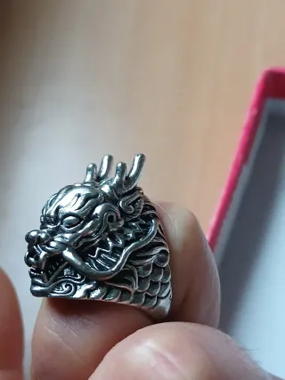 Anello Argento Testa Drago regolabile