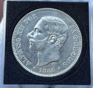 Moneda PLATA 5 Pesetas 1884 *(18-84) ALFONSO XII