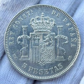 Moneda PLATA 5 Pesetas 1884 *(18-84) ALFONSO XII