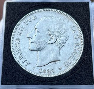 Moneda PLATA 5 Pesetas 1884 *(18-84) ALFONSO XII