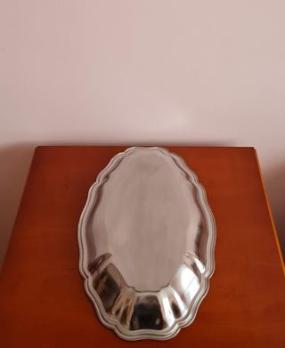 Bandeja ovalada plateada