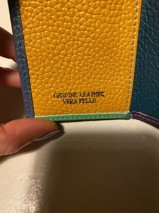 Portafoglio vera pelle blu e viola