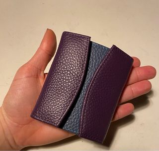 Portafoglio vera pelle blu e viola