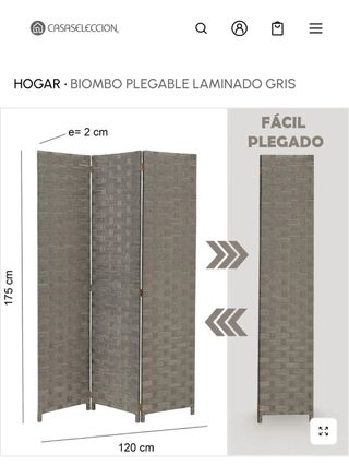 Biombo Plegable Gris Laminado